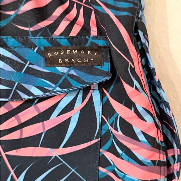 Slant Six Men's Tropical Print Shorts - Black, Pink, Blue - Picture 4 of 5